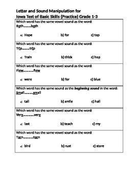 iowa test  basic skills grade    letter sound recognition itbs