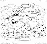 Coloring Swamp Crocodiles Cartoon Illustration Alligator Royalty Vector Clipart Visekart Swampy Pages Search Use Again Bar Case Looking Don Print sketch template