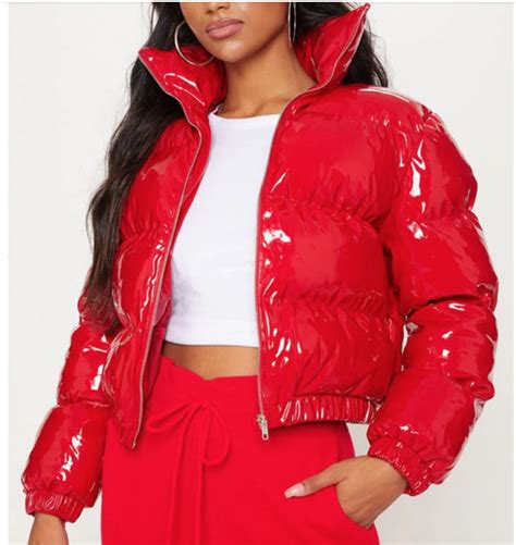 cropped puffer jacket bubble coat shiny womens bn 2020 black red blue