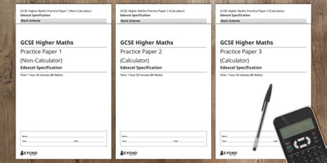 gcse maths specimen practice papers     higher set  edexcel