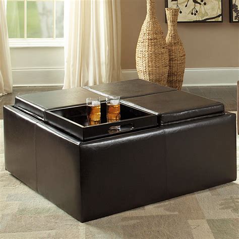 amazoncom homelegance contemporary storage ottoman   flip top tray inserts dark brown