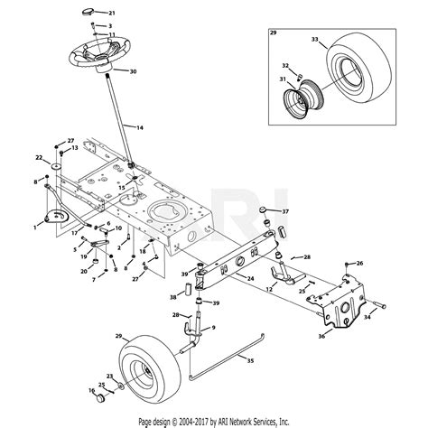 troy bilt anks pony  parts diagram  steering assembly