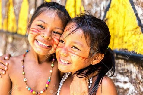 Photo Giusi Tolomeo Native Brazilian Girls Smiling At An Indigenous