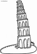 Pisa Tower Leaning Coloring Italy Pages Drawing Cartoon Printable Crafts Kids Arts Project sketch template
