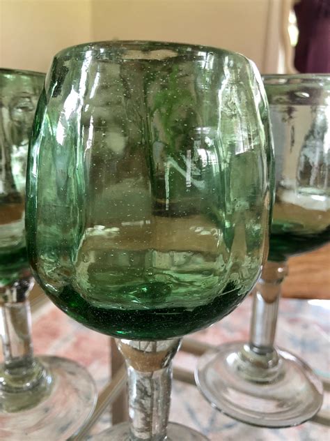 Vintage Hand Blown Water Wine Glasses Set Of 3 Barware Etsy