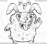 Ugly Outlined Confused Rabbit Coloring Clipart Cartoon Vector Cory Thoman Regarding Notes sketch template