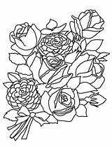 Coloring Pages Flower Roses Flowers Drawing Rose Bunch Bouquet Drawings Sketches Color Printable Getdrawings Line Clipart Some Vase Will Clipartqueen sketch template