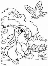 Coloring Bambi Thumper Pages Rabbit Disney Walt sketch template