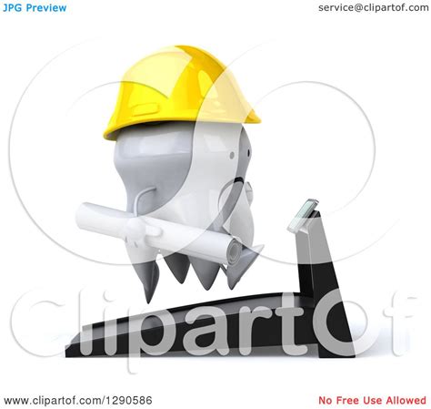 clipart of a 3d unhappy tooth character construction