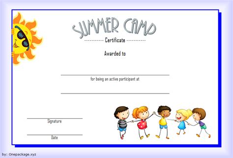 printable summer camp certificate template  template printable