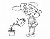 Coloring Watering Boy Garden Coloringcrew Pages sketch template