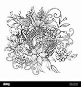 Mandala Coloring Flowers Adult Stress Anti Floral Book Therapy Vector Illustration Drawn Alamy Pattern Hand sketch template