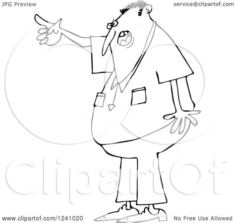 Clipart Of A Black And White Angry Man Yelling And