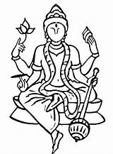 Saraswati Hindu Vishnu Goddesses Sketch Mythology Ausmalbild Kostenlos Malvorlagen sketch template