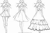 Coloring Fashion Pages Dress Dresses Sketches Barbie Model Drawing Models Sketch Stock Girls Illustration Easy Template Templates Depositphotos Getdrawings Printable sketch template