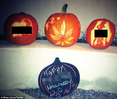 miley cyrus carves x rated pumpkins referencing sex and drugs ahead of