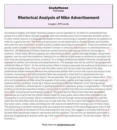 rhetorical analysis  nike advertisement  essay