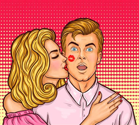 cartoon of lipstick kiss cheek illustrations royalty free vector