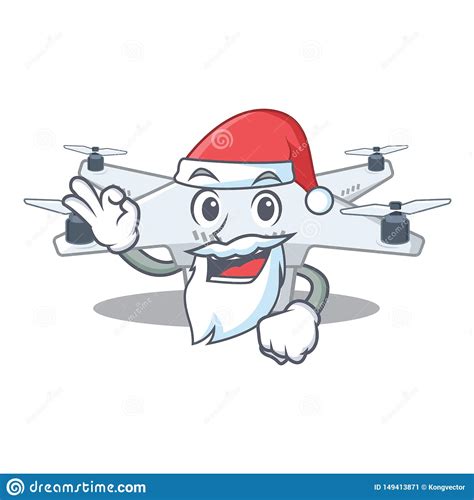 santa drone   wooden cartoon table stock vector illustration  control funny