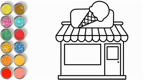 draw  ice cream shop drawing  coloring pages  kids