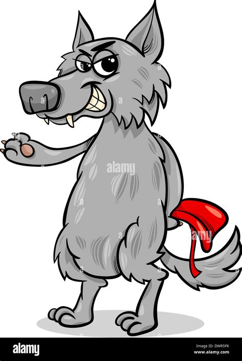 cartoon ilustración del lobo feroz personaje de caperucita roja cuento