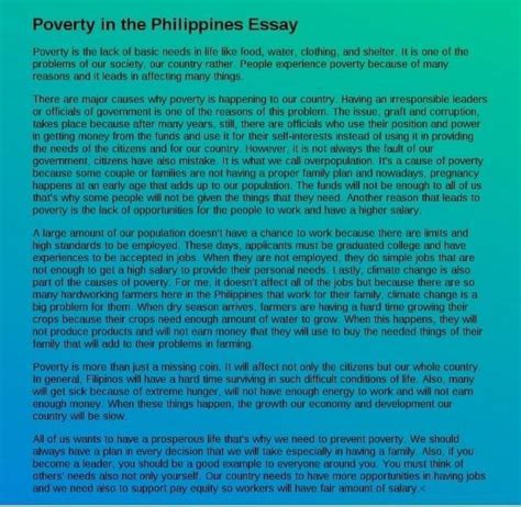 essay  poverty   philippines