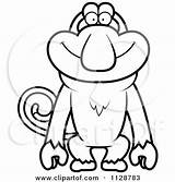 Monkey Clipart Proboscis Cartoon Outlined Happy Cory Thoman Coloring Vector sketch template