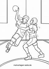Handball Malvorlage Sport Ausmalbild Grafik Spielerin Großformat öffnen sketch template