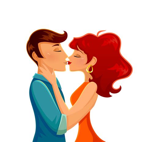 Kiss Cartoon Romance Illustration Kissing Couple Png