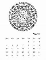 Mandala Calendar Coloring Printable Book Artigo Thecottagemarket sketch template