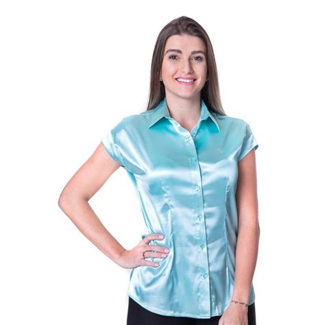 Blusa De Cetim Manga Japonesa Verde Clara Leila Fyorella