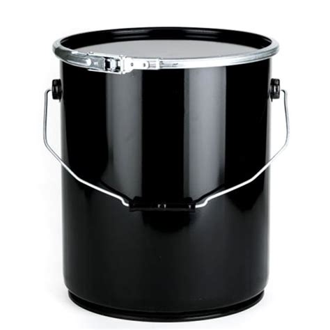 gallon steel pail open head straight sided lever lock black