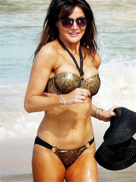 46 year old tv presenter and model lizzie cundy shows off her bikini body while on holiday in