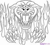 Panther Panthers Skull Flaming Flame Getcolorings Getdrawings sketch template