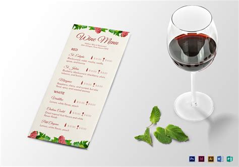 wine menu design template  psd word publisher illustrator indesign