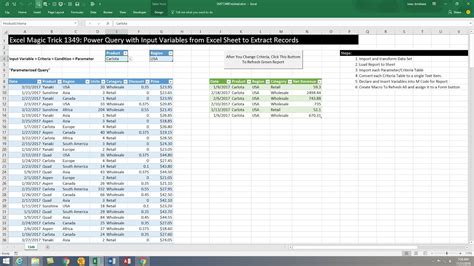 excel magic trick 1349 power query with input variables from excel sheet to extract records