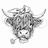 Cow Highland Cows Shaggy Heifer Sublimation Schablonen Cricut Bandana sketch template
