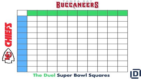 printable super bowl  squares game  chiefs  buccaneers
