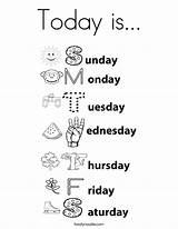 Days Week Coloring Pages Sheet Book Today Worksheets School Preschool Printable Sunday Twistynoodle Kids Kindergarten Activities Year Thursday Wednesday Letter sketch template