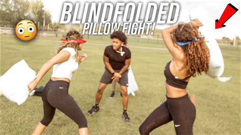 Insane Blindfolded Pillow Fighting Challenge Women Only Youtube