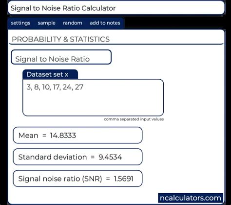 signal  noise ratio snr calculator