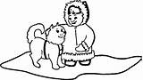 Eskimo Kids Clipart Coloring Dog Girl sketch template