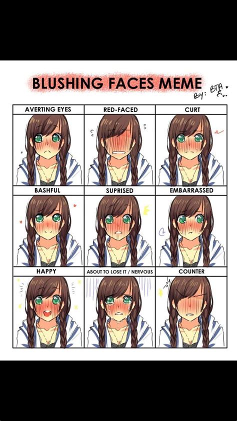 anime blushing chart neat anime faces expressions anime expression