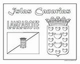 Colorear Canarias Lanzarote Banderas Escudos Fichas sketch template