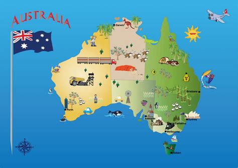 australian map flag  country facts