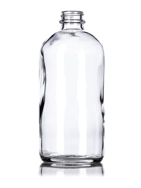 Clear Glass Boston Round Bottle 16 Oz Saffire Blue Inc