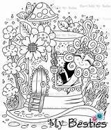 Besties Img13 Digi Ville Stamp Instant Dolls Hat Coloring Town Flower Create Color House sketch template