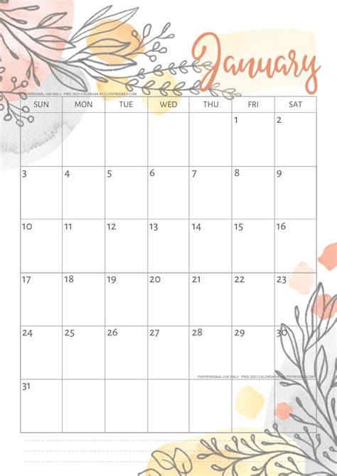pretty  calendar  printable template cute freebies    printable calendar