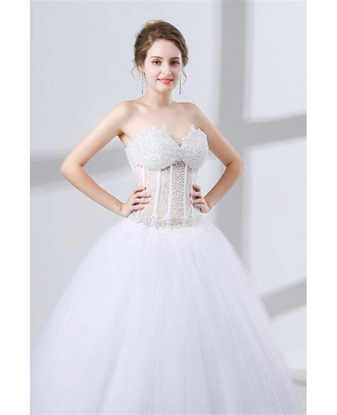 sweetheart corset ball gown wedding dress with sexy beading top ch6650