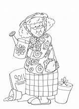 Dearie Granny Dolls Stamps Digi Garden Freedeariedollsdigistamps Coloring Digital Colouring Pages sketch template